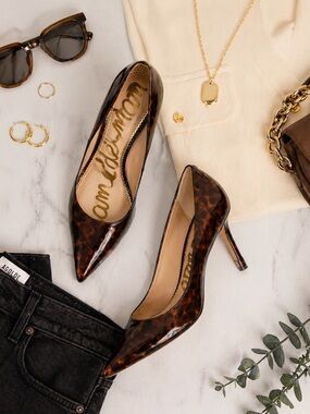 Sam Edelman Tortoise Patent Leather Pointed Toe Heels Pumps 8
